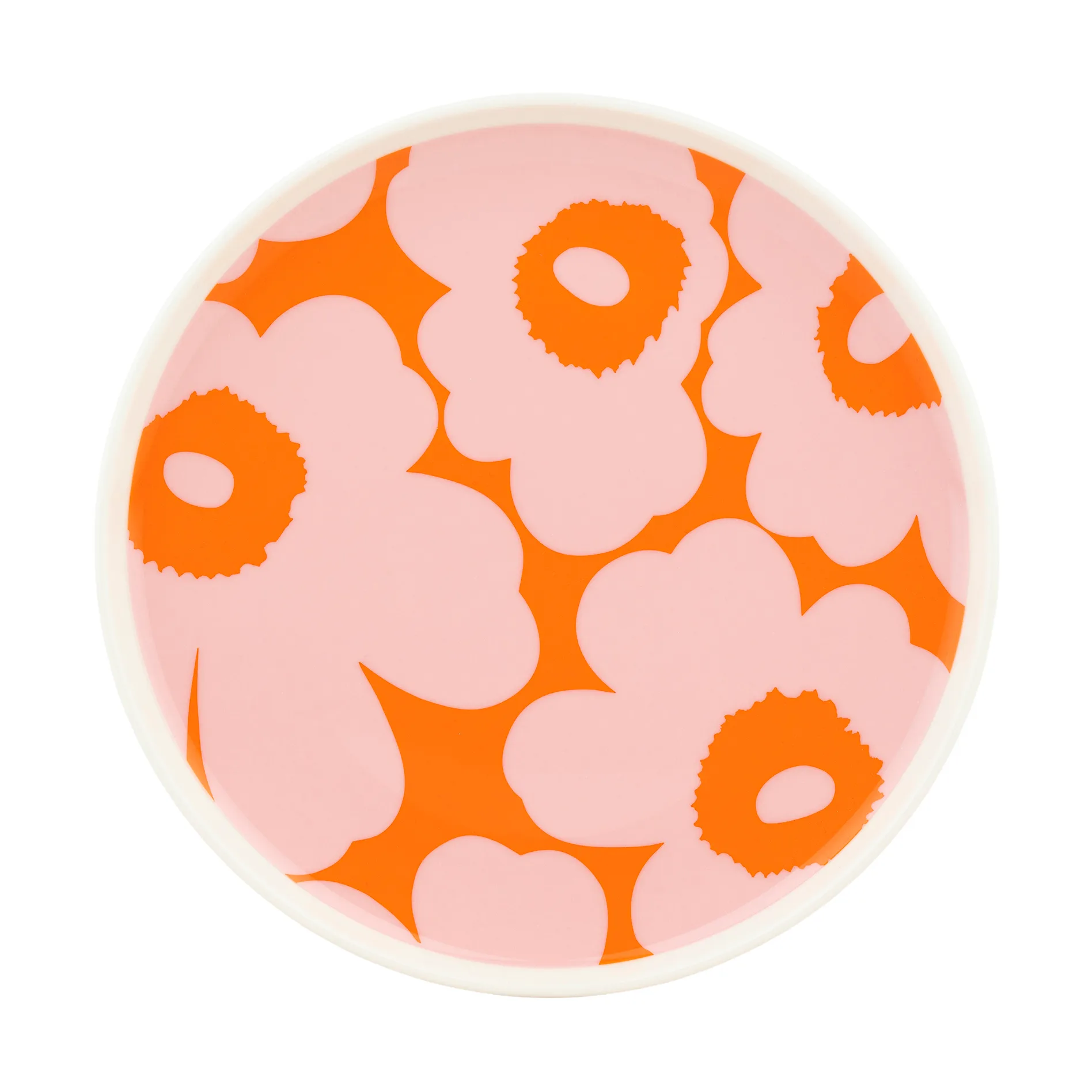 Unikko plate 20 cm, White-pink-orange Marimekko
