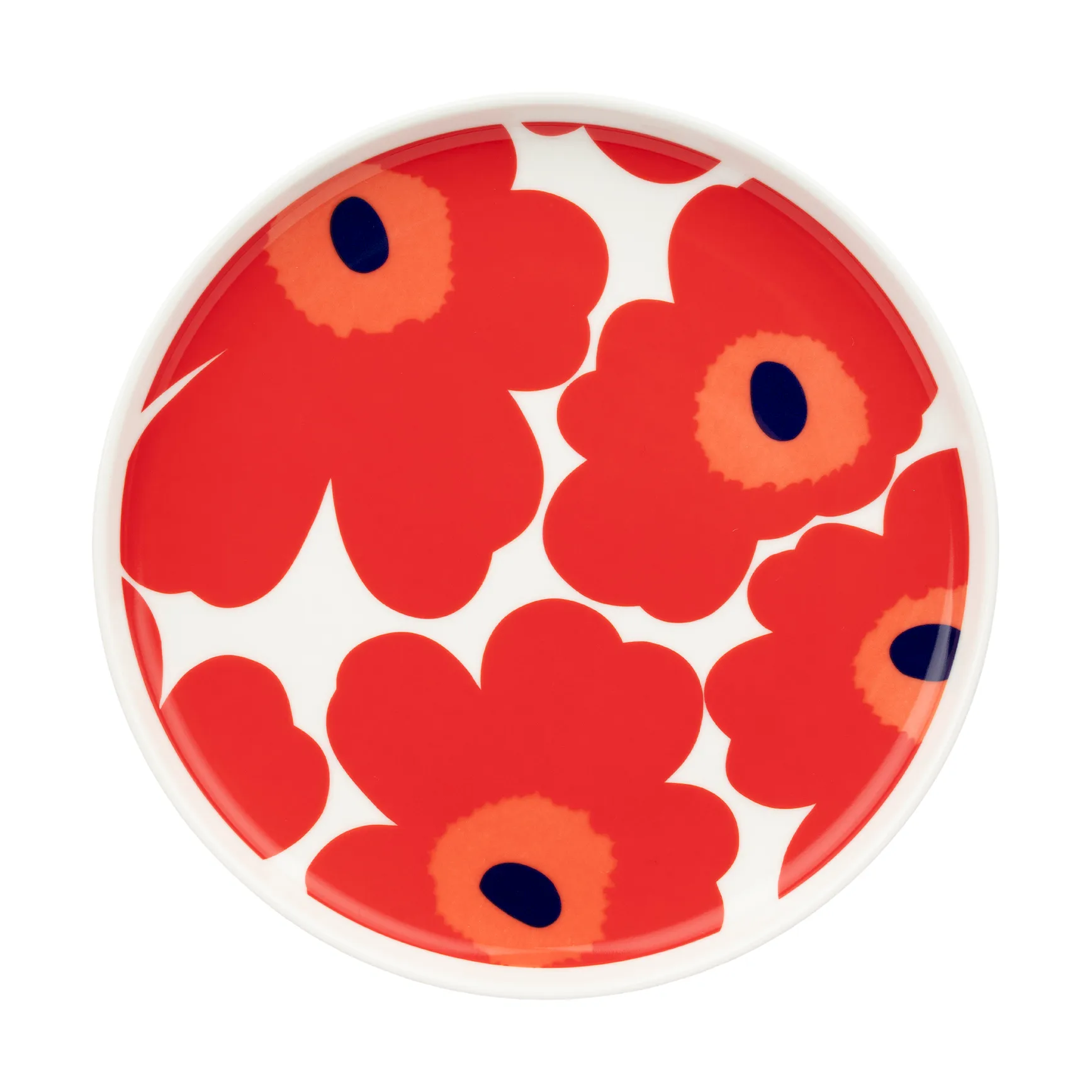 Unikko plate 20 cm, White-red-blue Marimekko