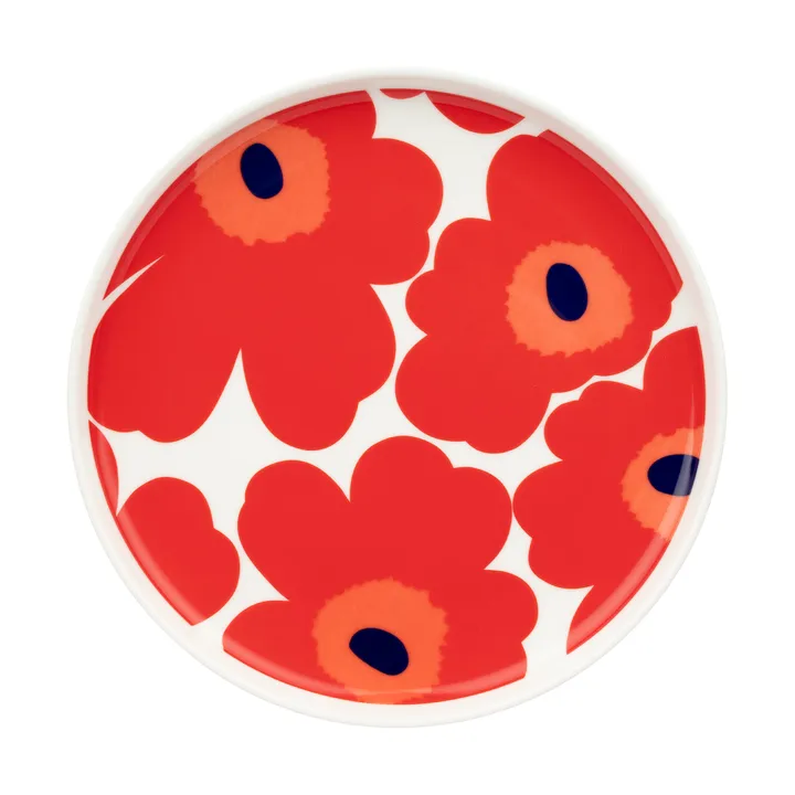 Unikko plate 20 cm - White-red-blue - Marimekko