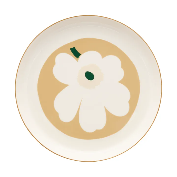 Unikko serving platter - White-beige-light sand-dark green - Marimekko