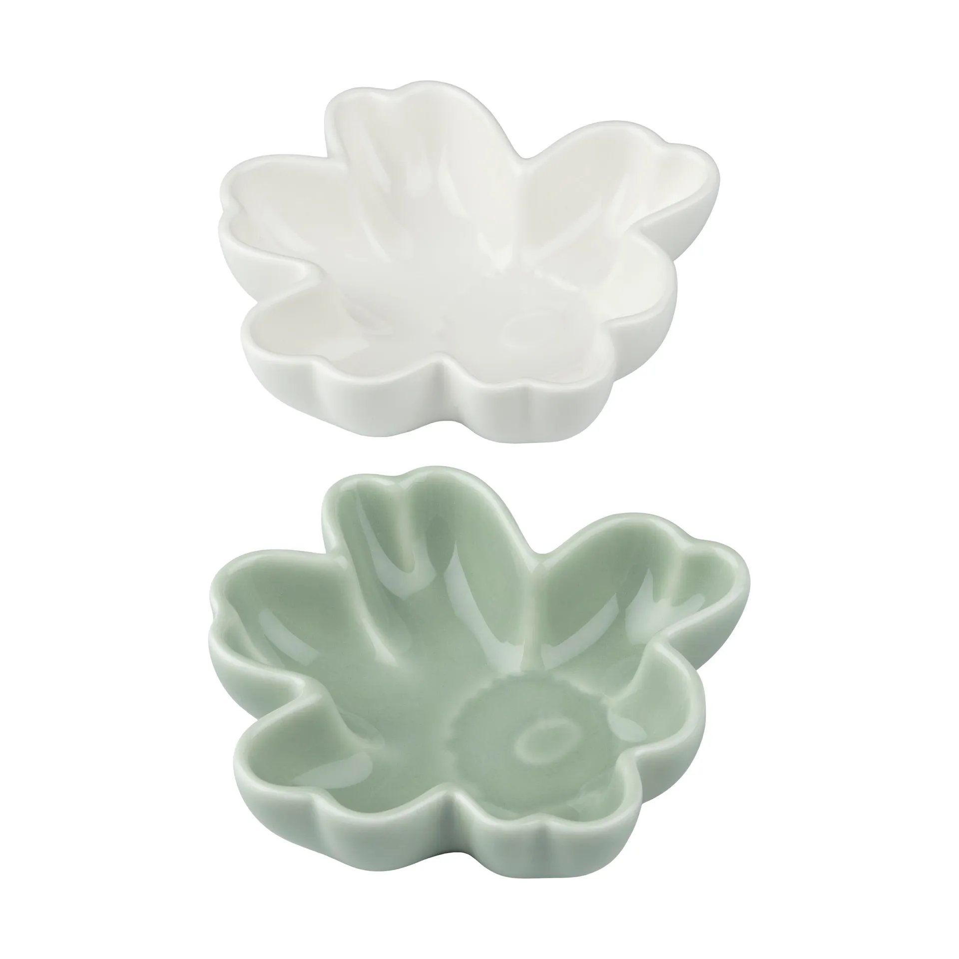 Unikko Shape bowl Ø11 cm 2 pieces, White-light green Marimekko