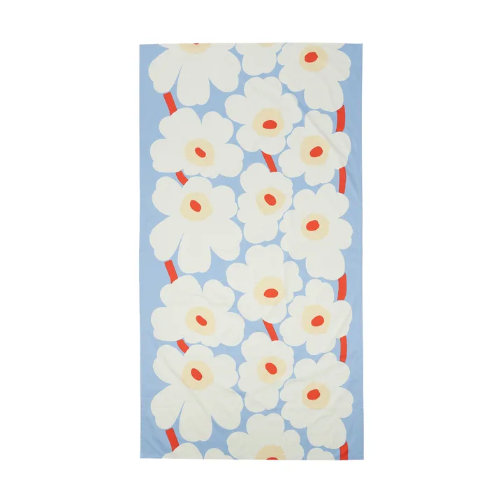 Unikko tablecloth - Light blue-off white-melon-orange red, 135x250 cm - Marimekko