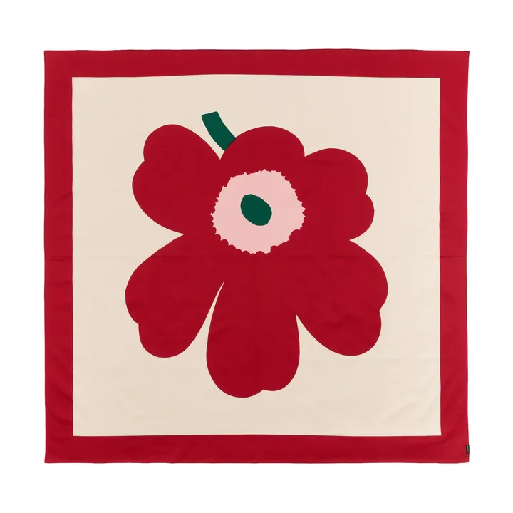Unikko tablecloth - Off white-cranberry-rose, 140x140 cm - Marimekko