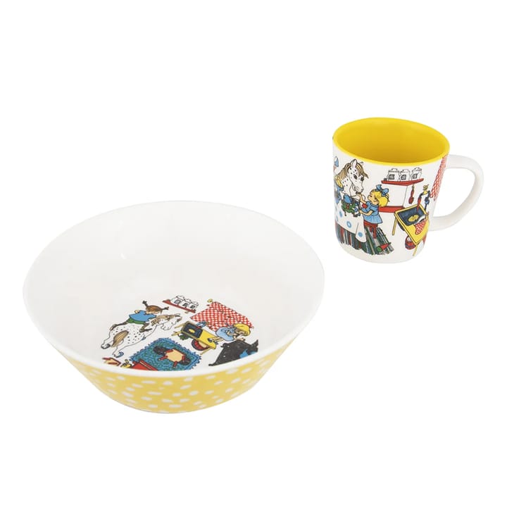 Pippi children's tableware 2 pieces - White-yellow - Martinex