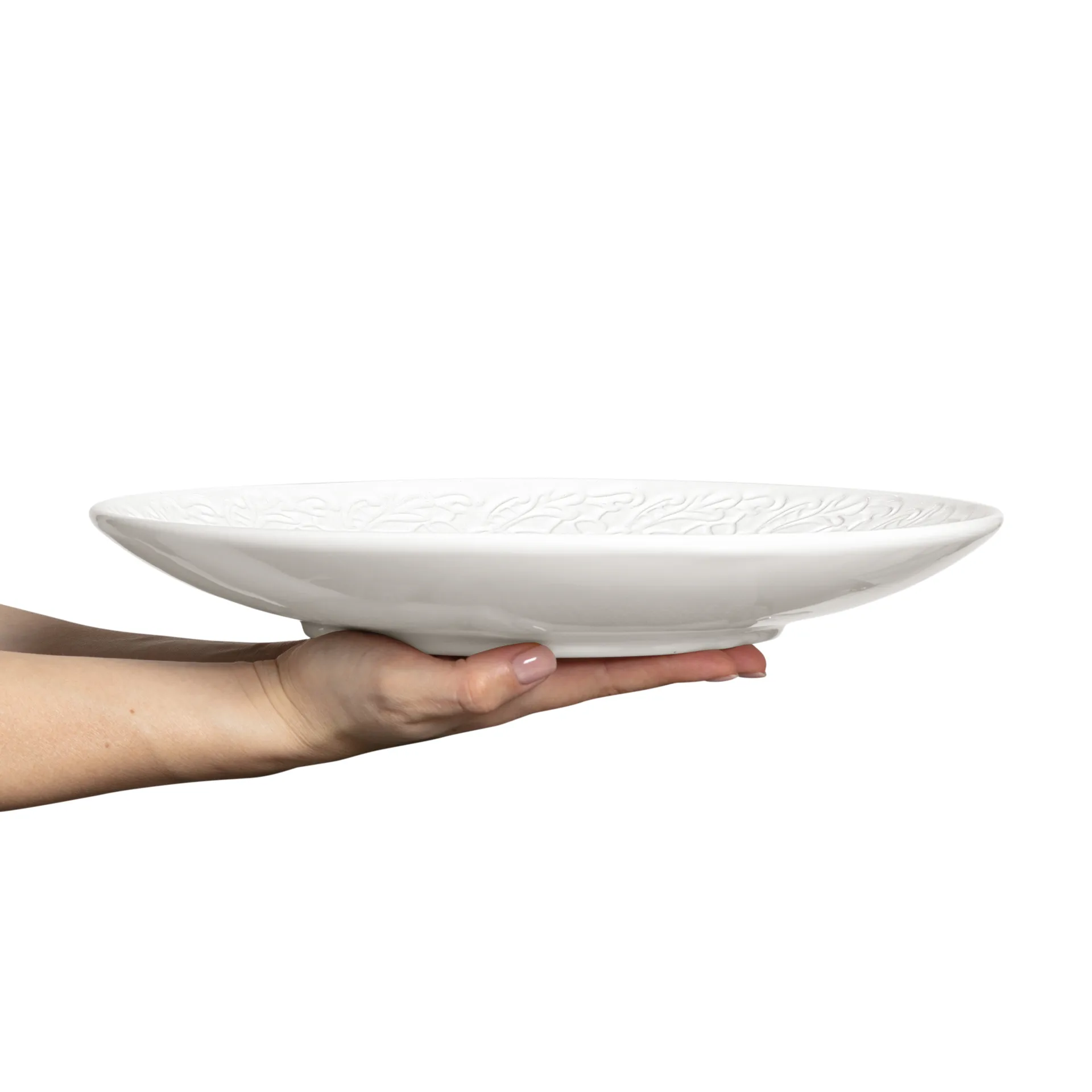 Lace saucer 34 cm, White Mateus