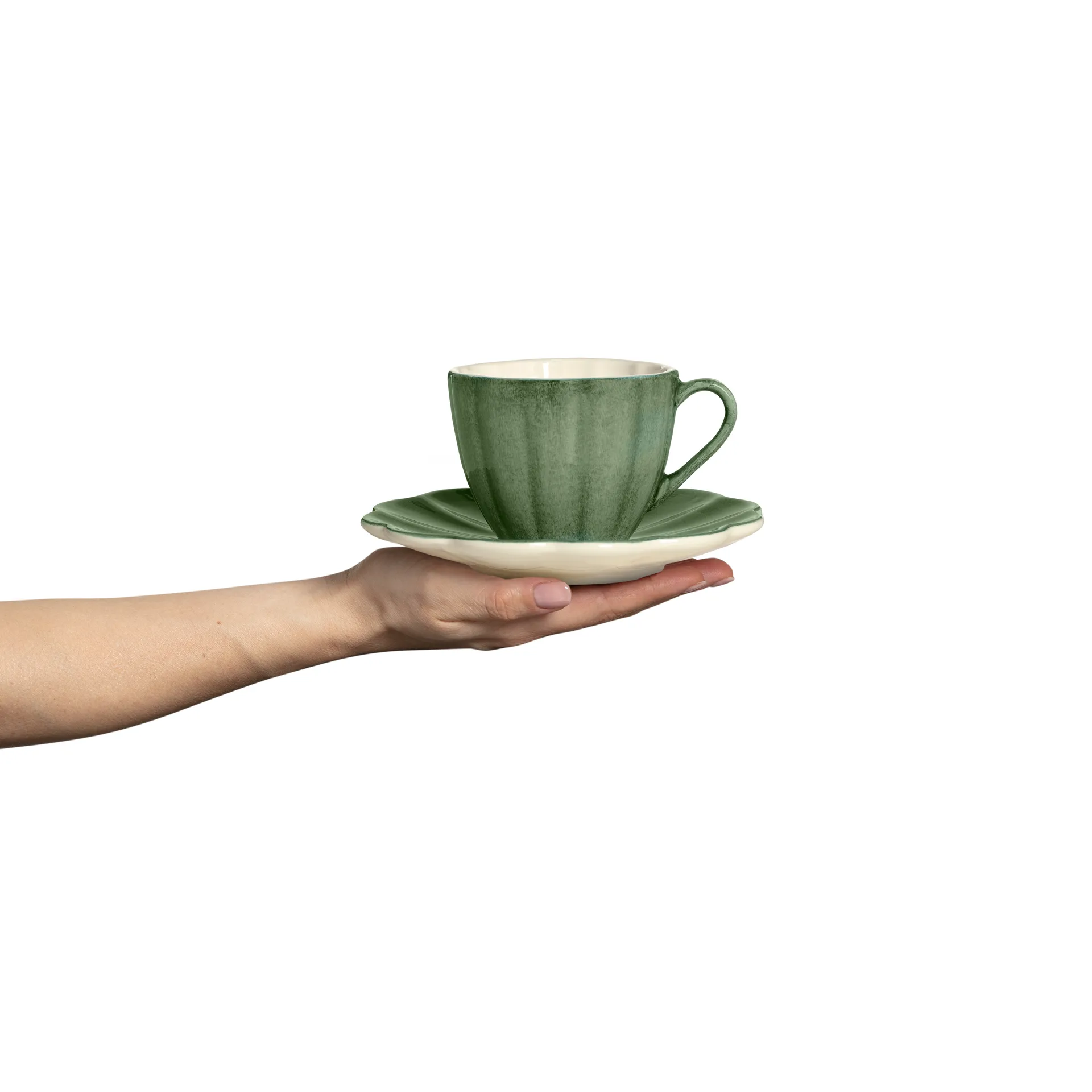 Oyster cup with saucer 25 cl, Forest green Mateus