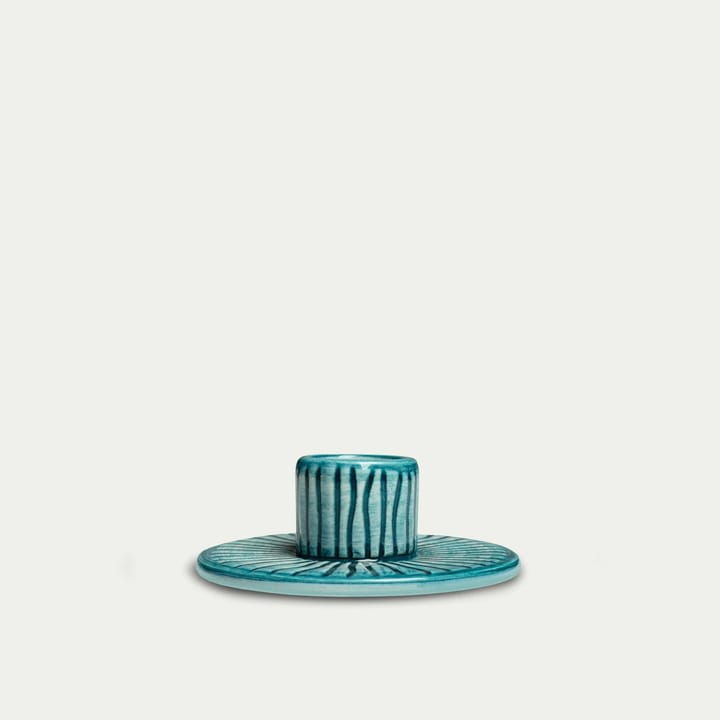 Stripes candle holder Ø8 cm - Turquoise - Mateus