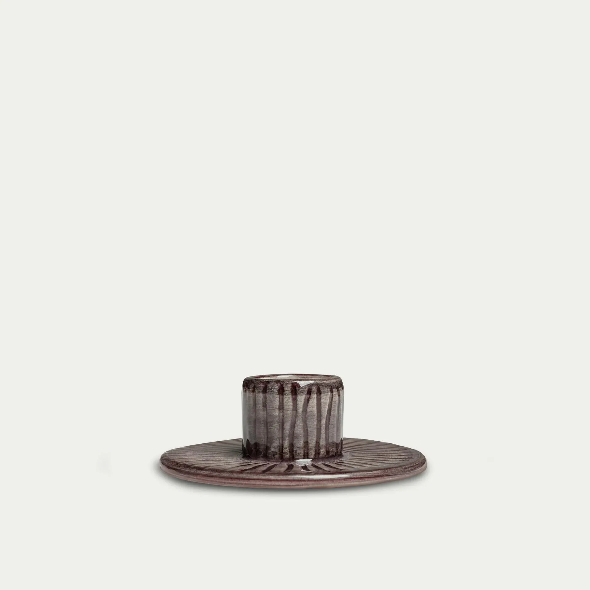 Stripes candle sticks Ø8 cm, Plum Mateus