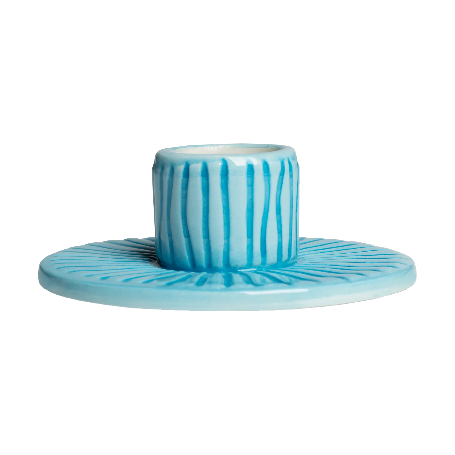 Stripes candle sticks Ø8 cm, Turquoise Mateus