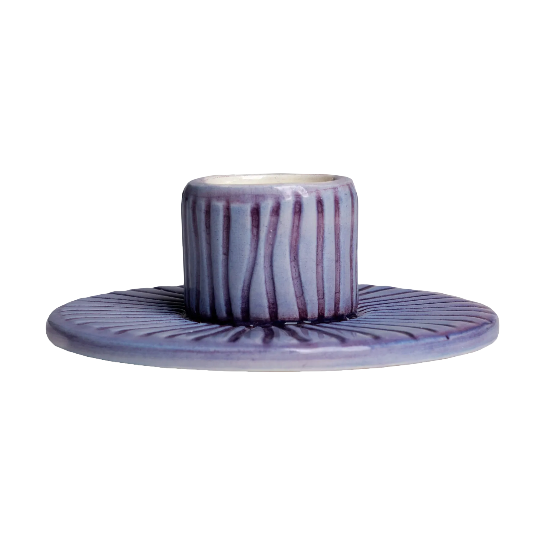 Stripes candle sticks Ø8 cm, Viol Mateus