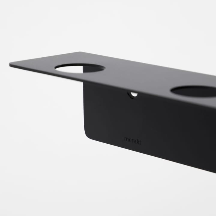 Meraki shelf with bottle hanger and hook, Brushed black finish Meraki