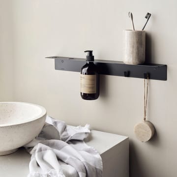 Meraki shelf with bottle hanger and hook - Brushed black finish - Meraki