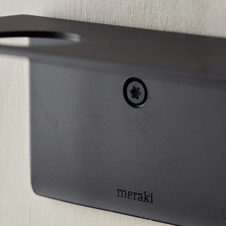 Meraki shelf with bottle hanger and hook, Brushed black finish Meraki