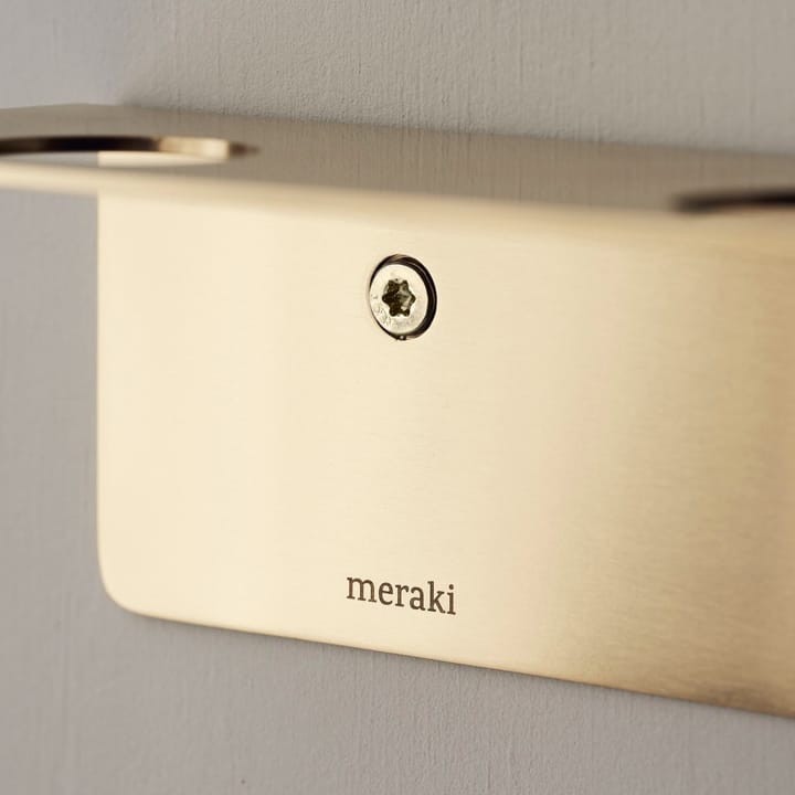 Meraki shelf with bottle hanger and hook, Brushed brass finish Meraki