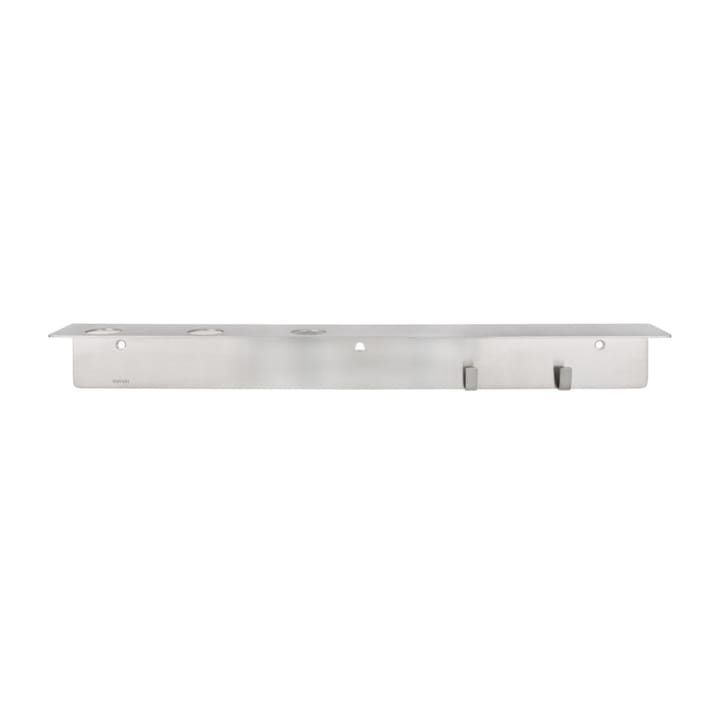 Meraki shelf with bottle hanger and hook, Brushed steel Meraki