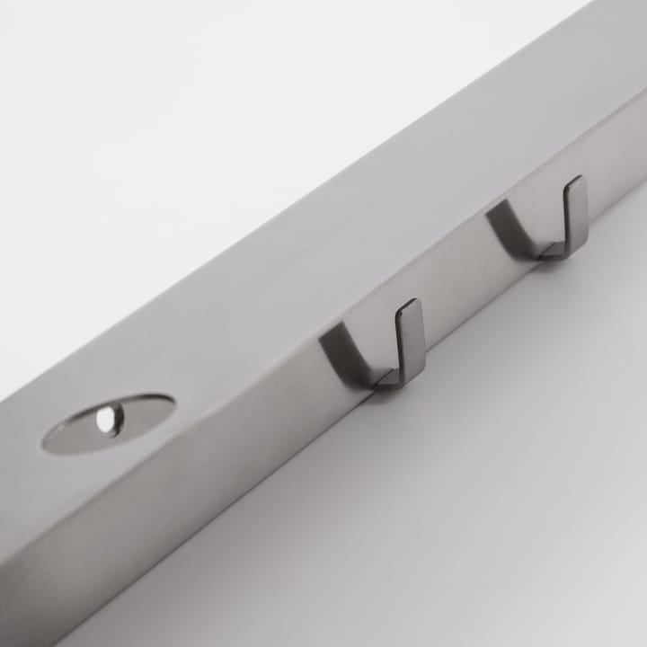 Meraki shelf with bottle hanger and hook, Brushed steel Meraki