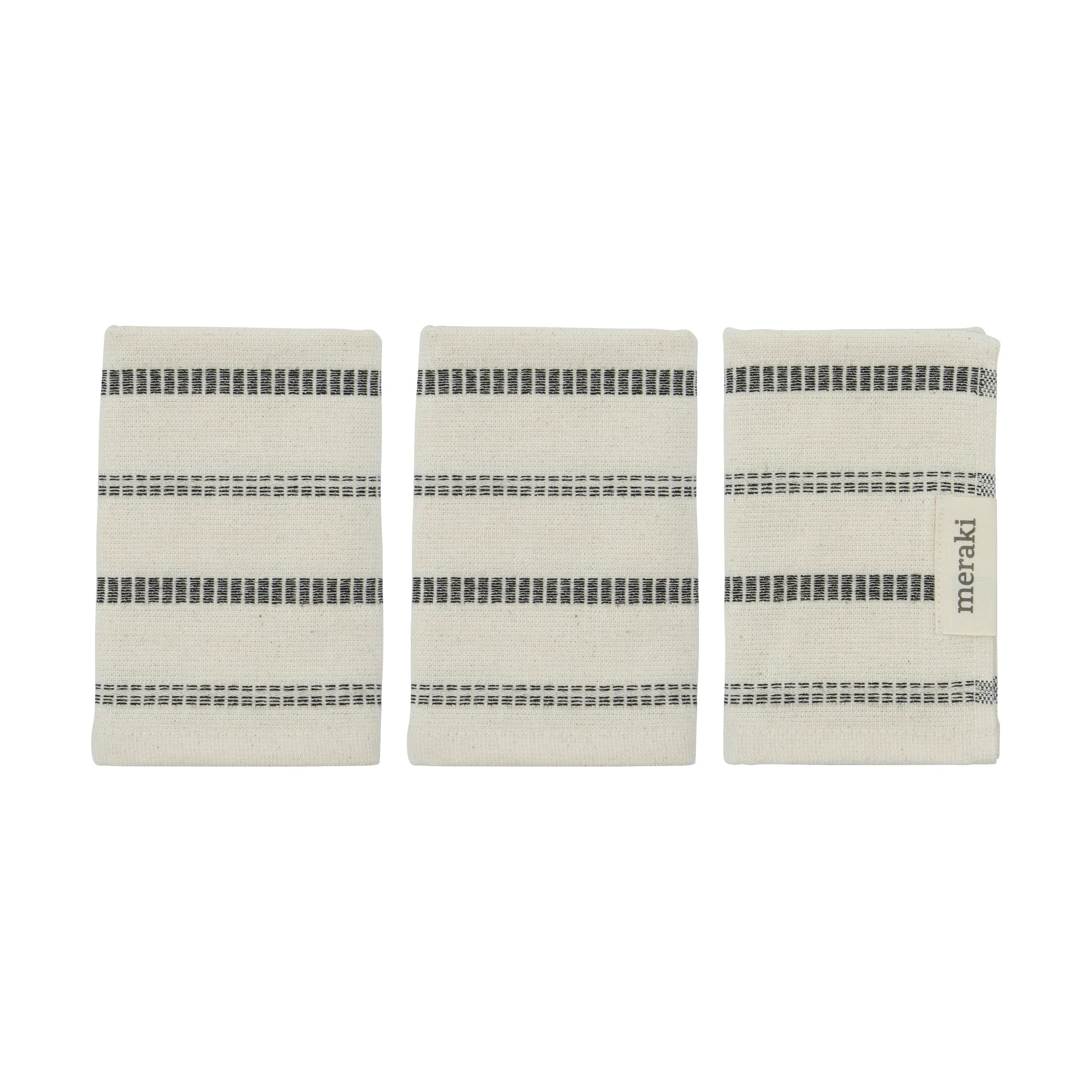 True washcloth 3 pieces, Off-White-black Meraki