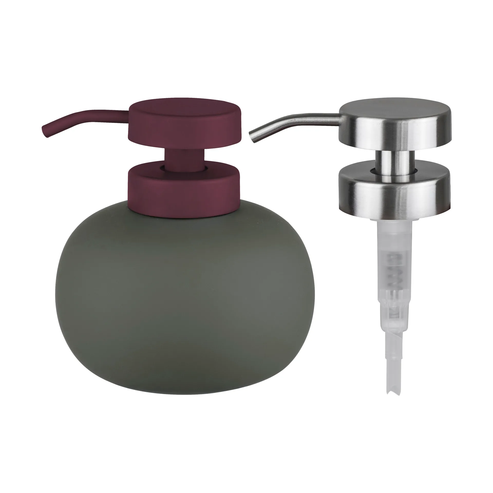 Lotus play soap pump low, incl. 2 pump heads, Dark olive Mette Ditmer