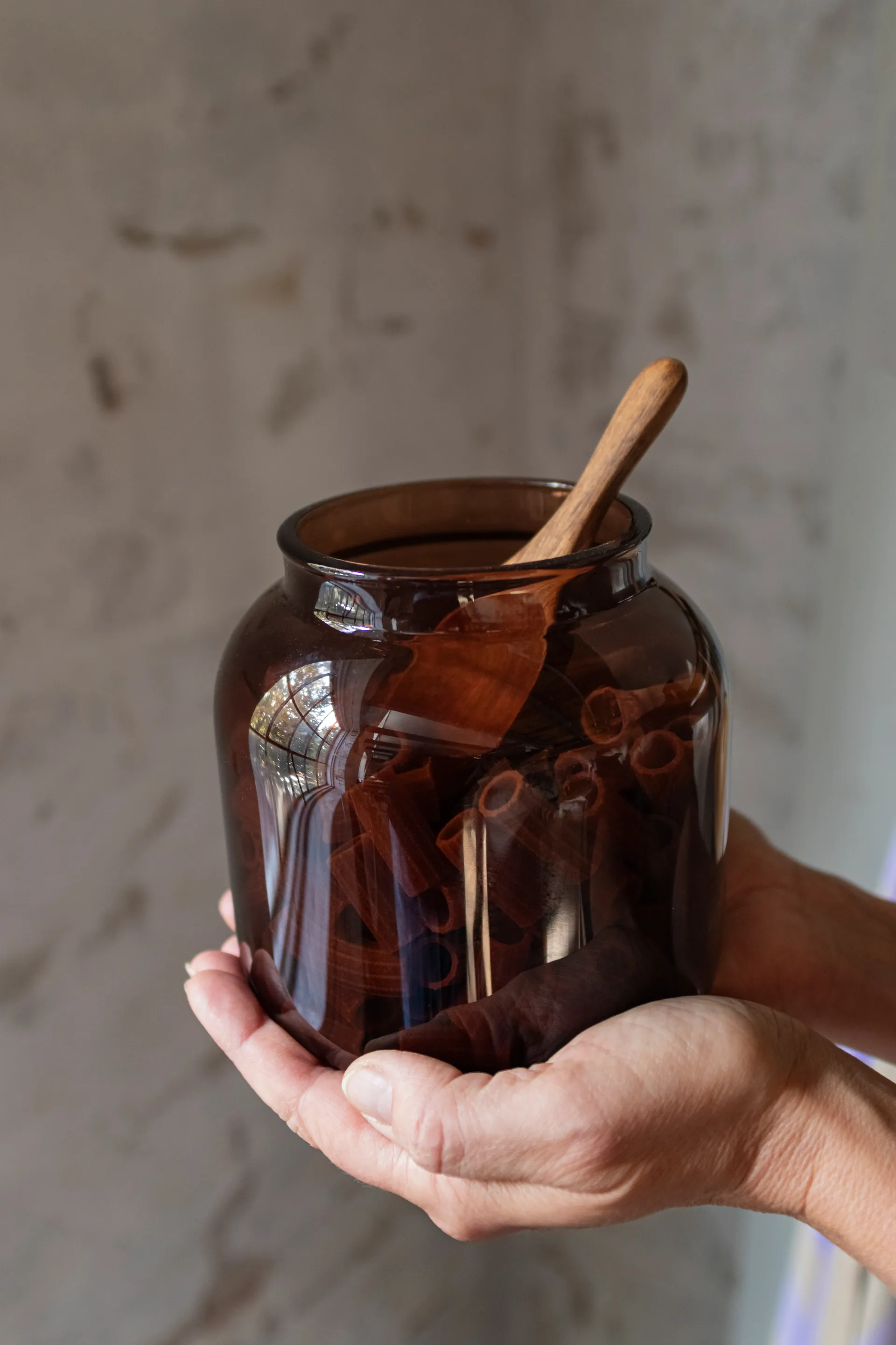 Luna jar with lid small 13 cm, Brown Mette Ditmer