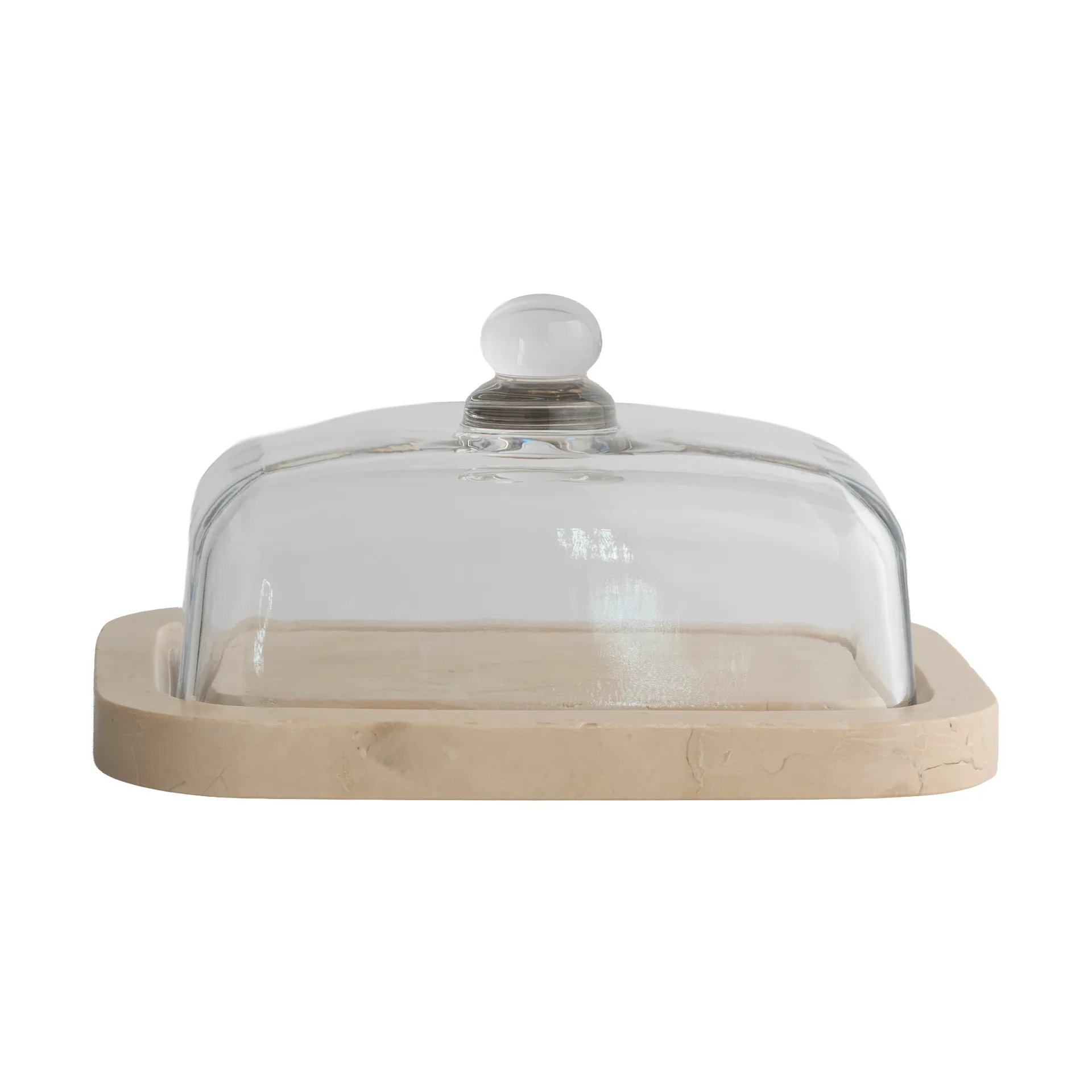 Marble butter dish, Beige, 14x19.5x10.5 cm Mette Ditmer