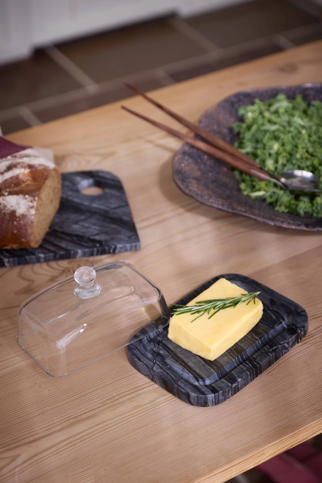 Marble butter dish, Black-Grey (svart-grey), 14x19.5x10.5 cm Mette Ditmer