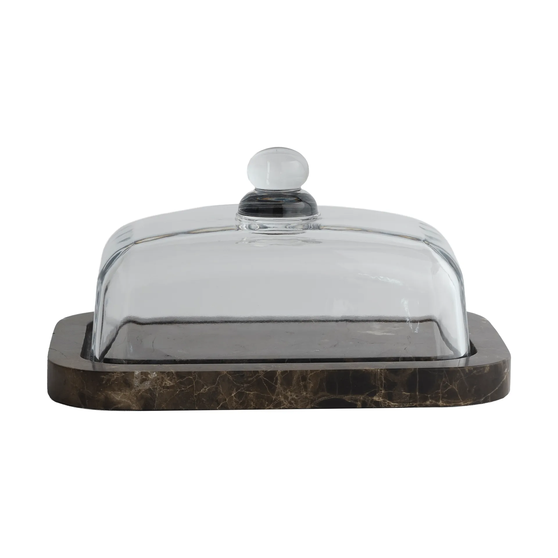 Marble butter dish, Brown (brun), 14x19.5x10.5 cm Mette Ditmer
