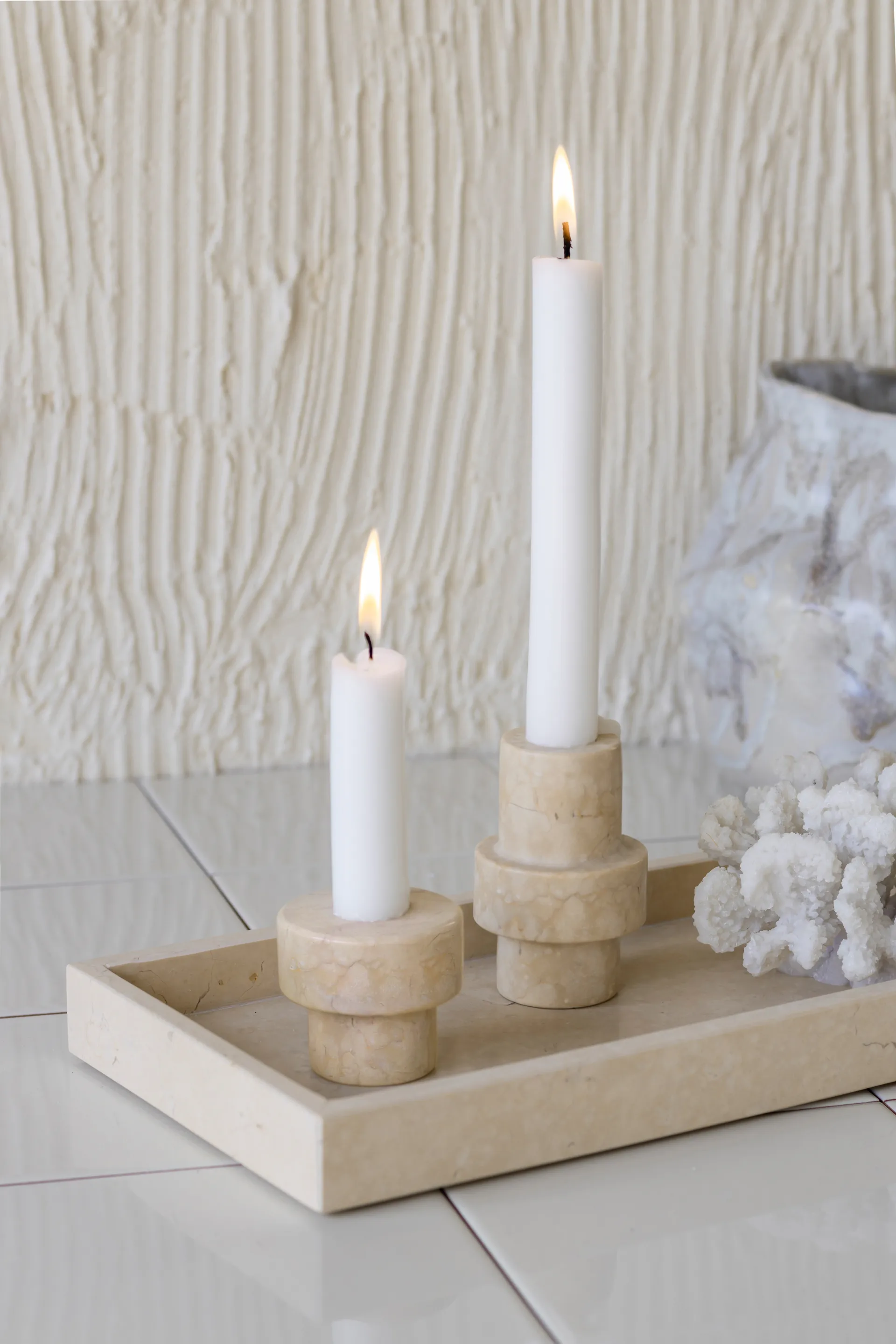Marble candle holder 5 cm, Sand Mette Ditmer