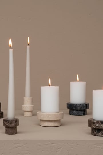 Marble candle holder for block candle 5 cm - Sand - Mette Ditmer