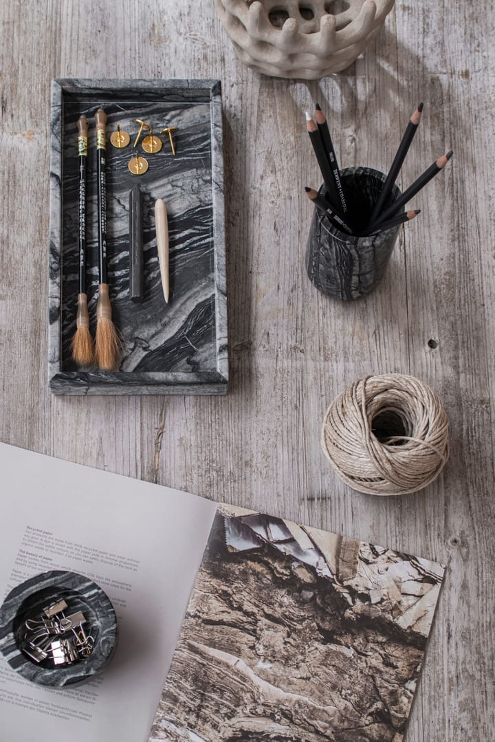 Marble decorative tray 16x31 cm, Black-Grey Mette Ditmer