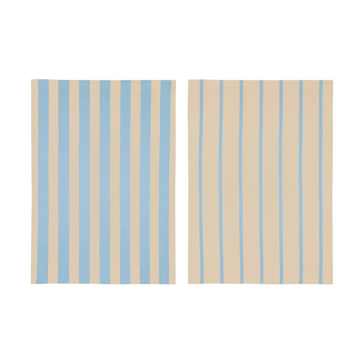 Stripes kitchen towel 50x70 cm 2-pack - Blue-Beige (blue-beige), 50x70 cm - Mette Ditmer