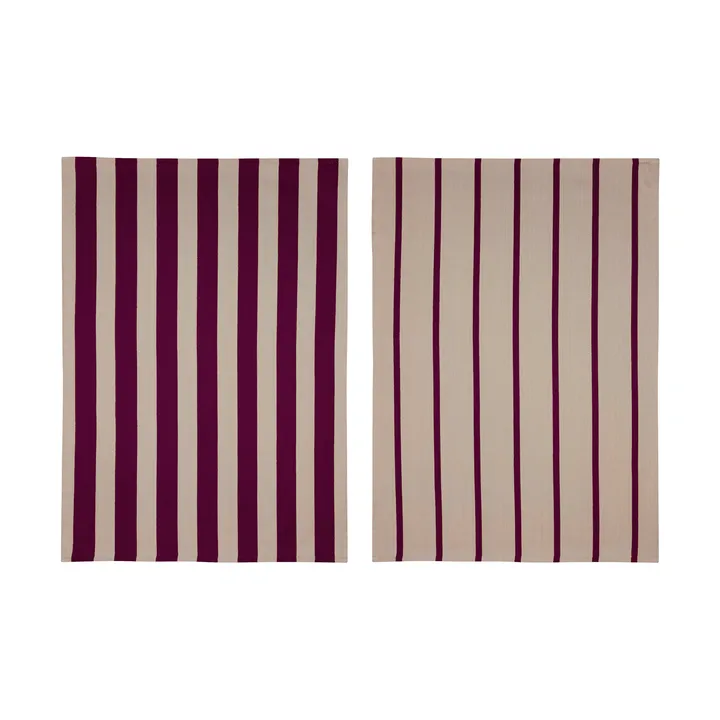 Stripes kitchen towel 50x70 cm 2-pack - Red-Beige (red-beige), 50x70 cm - Mette Ditmer