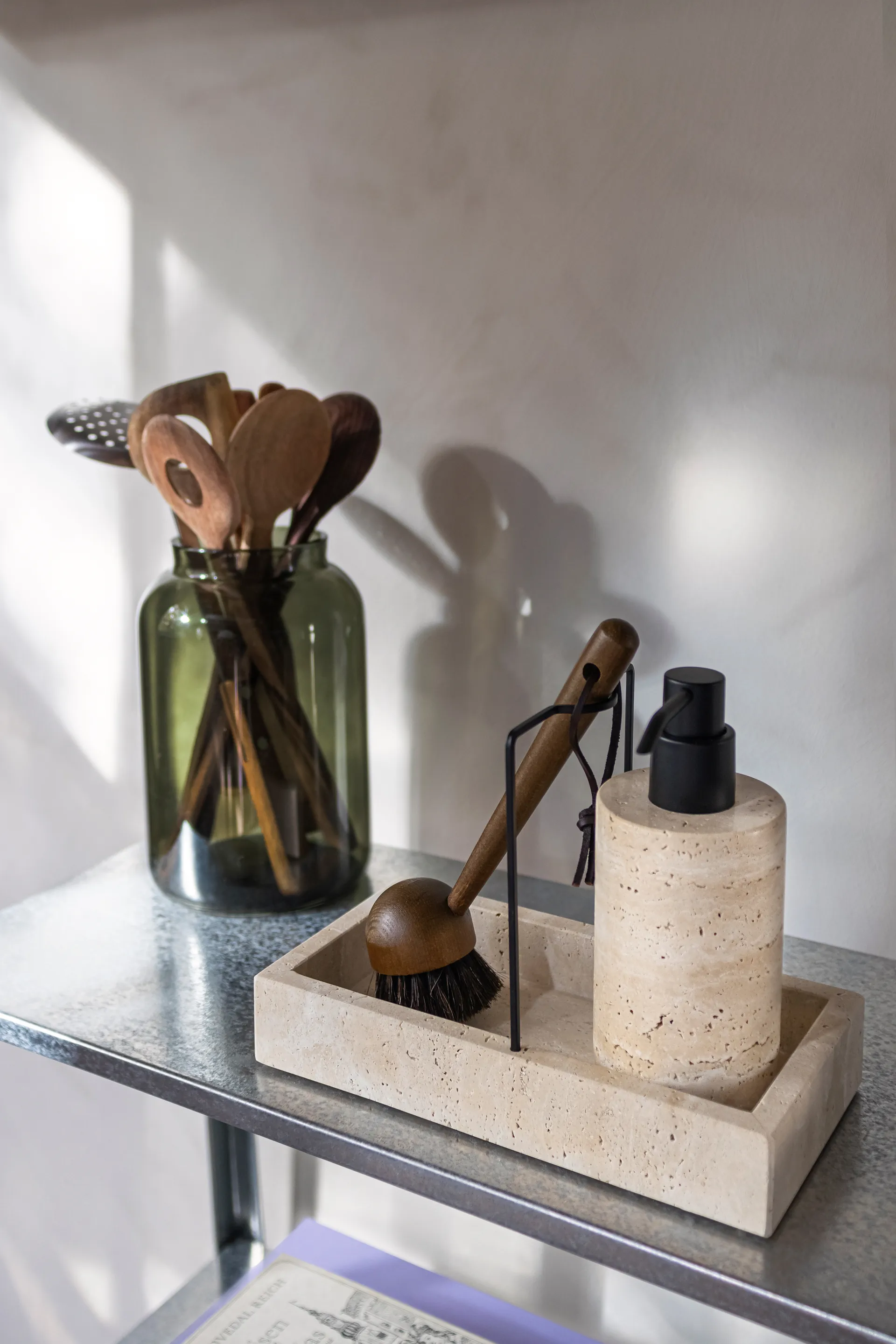 Travertine countertop organizer 12x23.5 cm, Linen Mette Ditmer