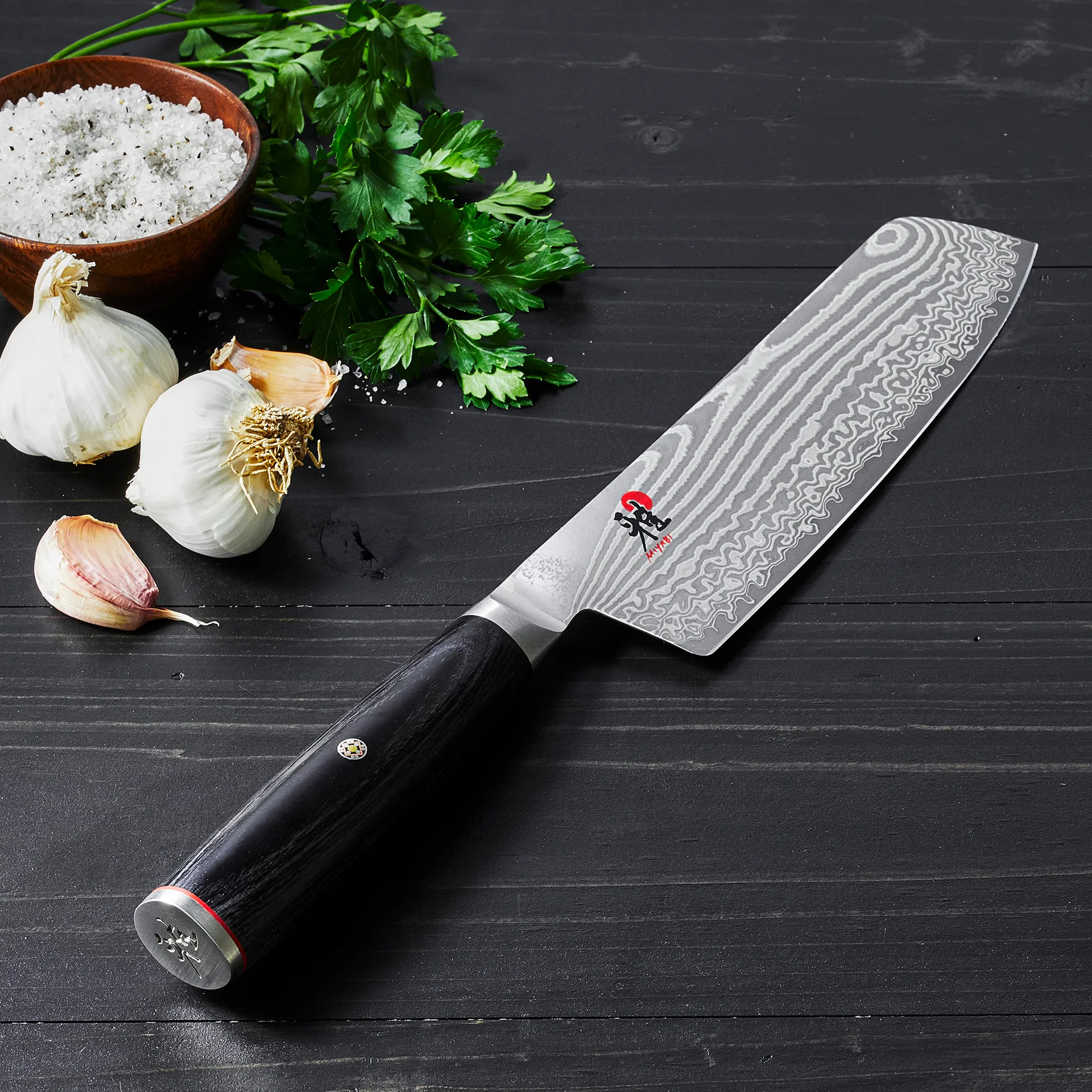 Raw 5000FCD nakiri fruit knife rectangular 17 cm, Damascus-black Miyabi