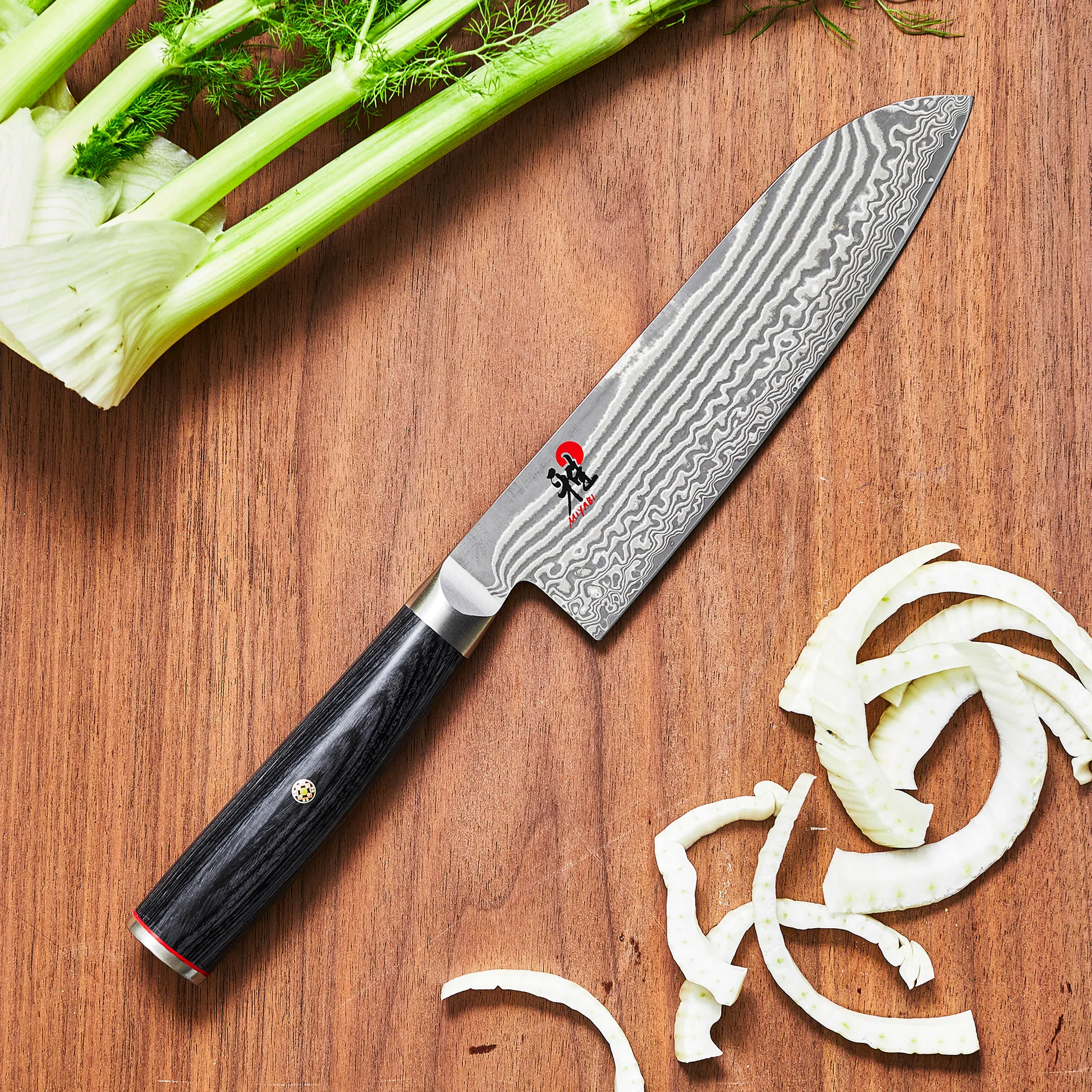 Raw 5000FCD santoku knife 18 cm, Damascus-black Miyabi