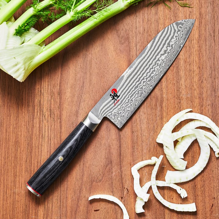 Raw 5000FCD santoku knife 18 cm, Damascus-black Miyabi