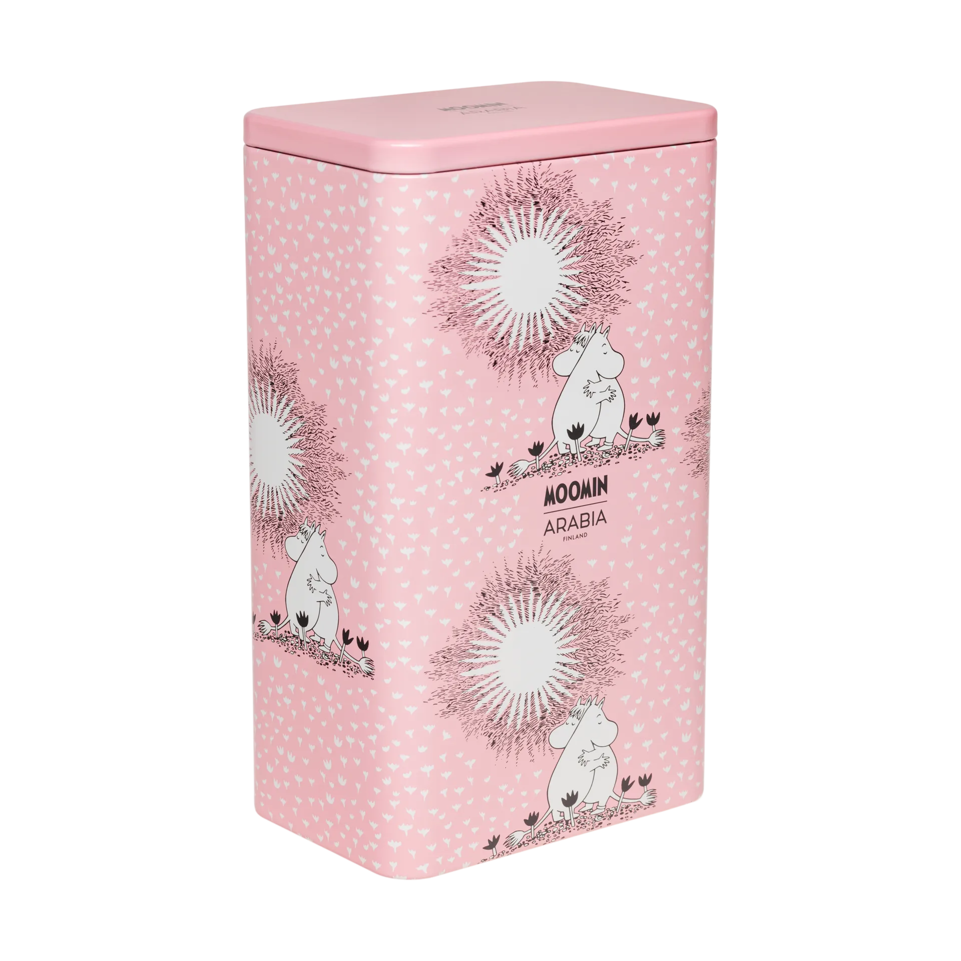 Love Moomin coffee tin 11.2x7.8x19.2 cm, Pink Moomin Arabia