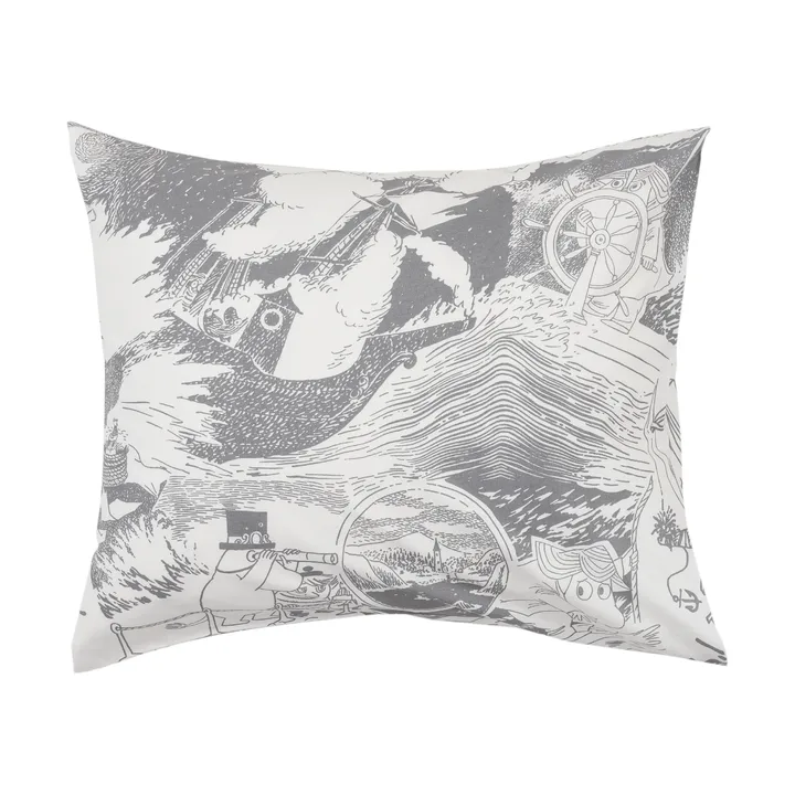 Moomin pillowcase 50x60 cm - Segling, grey - Moomin Arabia