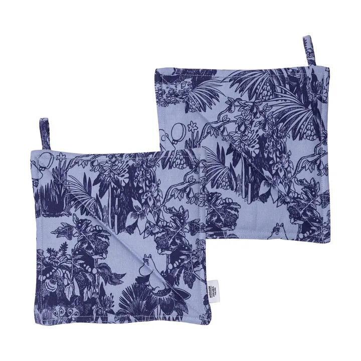 Mystic Forest Moomin pot holders - Blue, 22x22 cm, 2-pack - Moomin Arabia