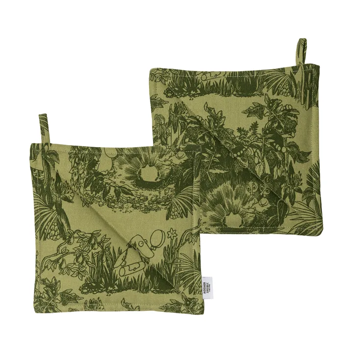 Mystic Forest Moomin pot holders - Green, 22x22 cm, 2-pack - Moomin Arabia
