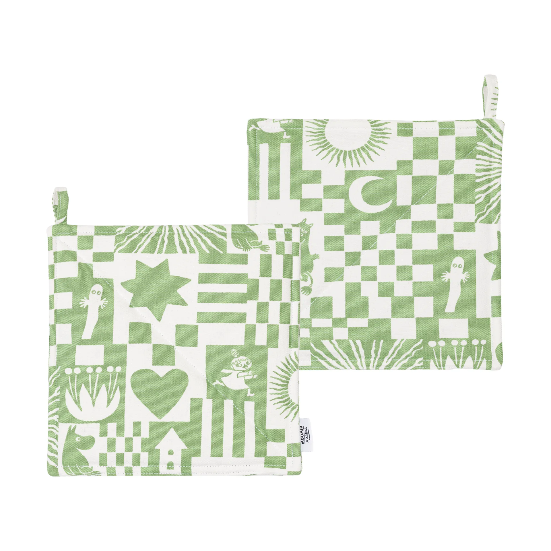 Party Moomin pot holder 22x22 cm 2-pack, Green Moomin Arabia