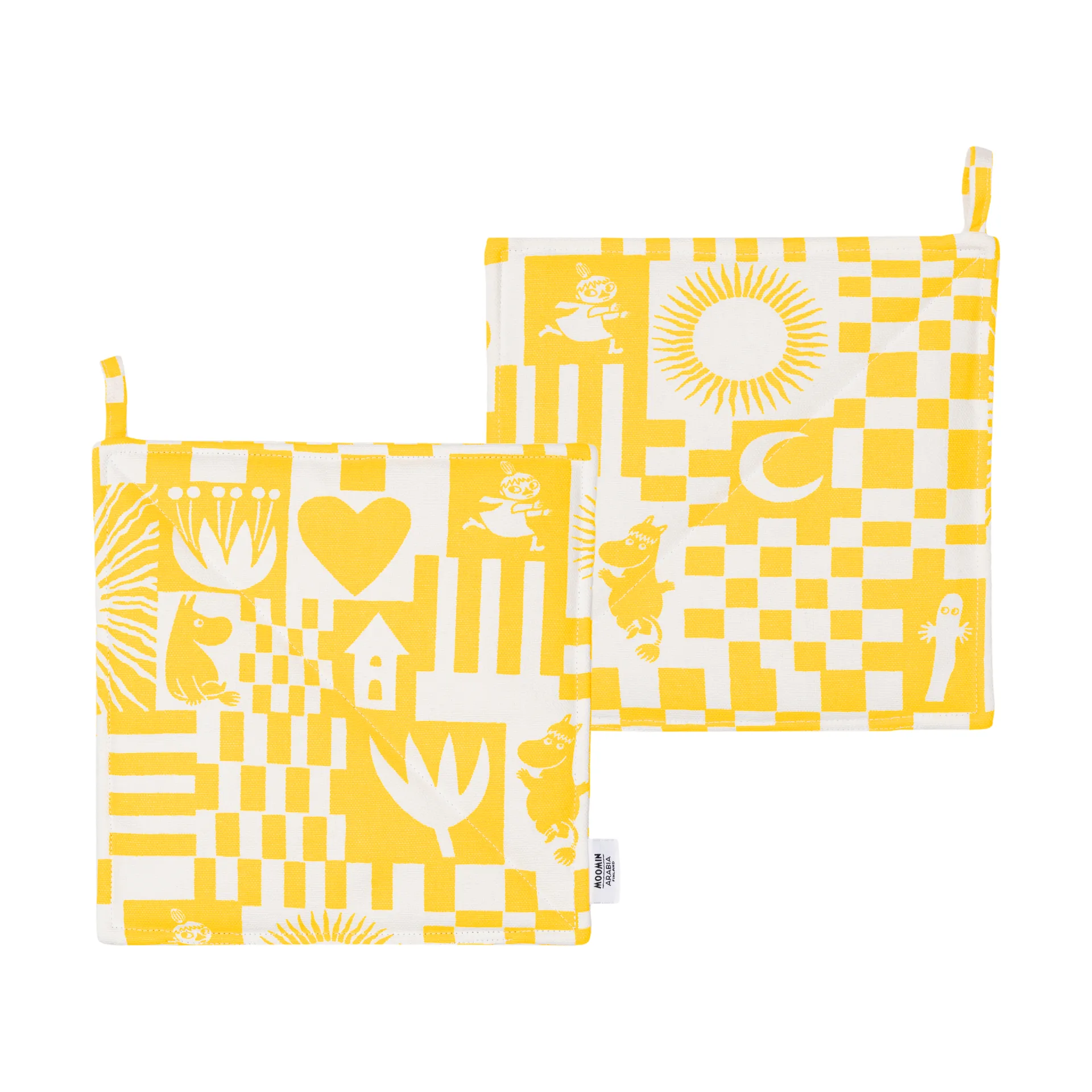 Party Moomin pot holder 22x22 cm 2-pack, Yellow Moomin Arabia