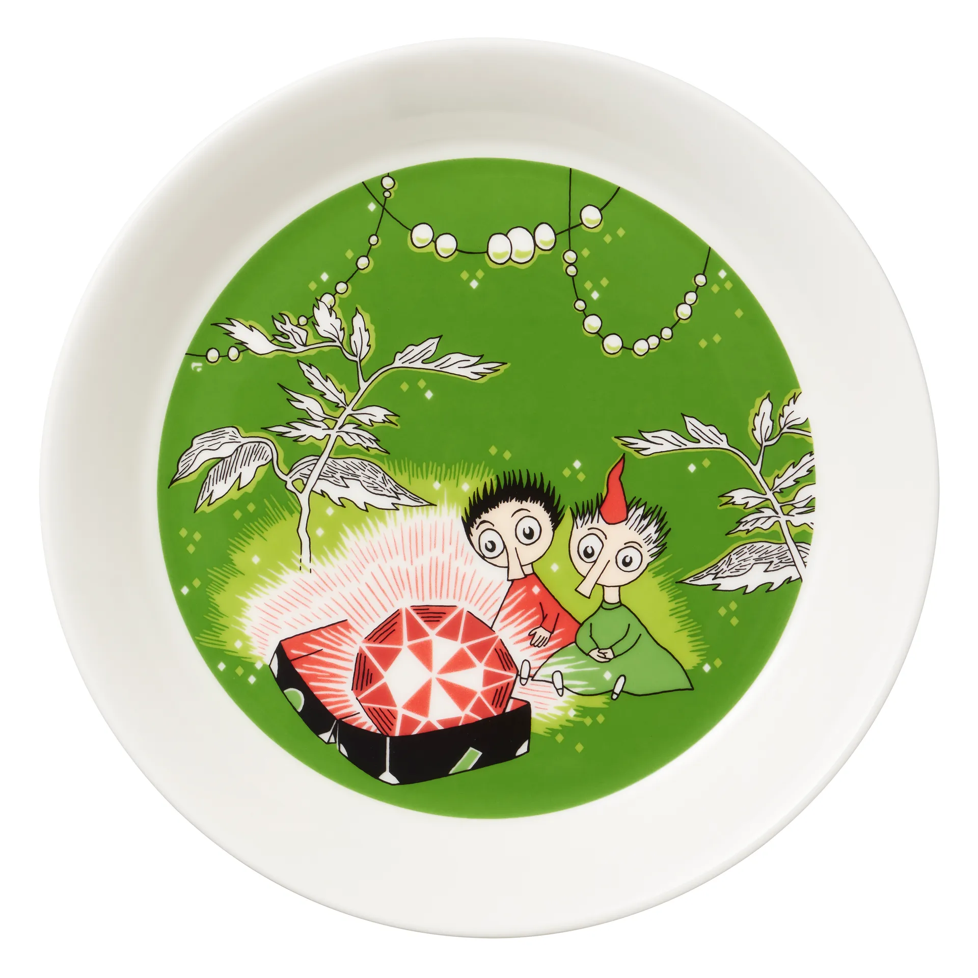 Thingumy & Bob King's Ruby Moomin plate, green Moomin Arabia