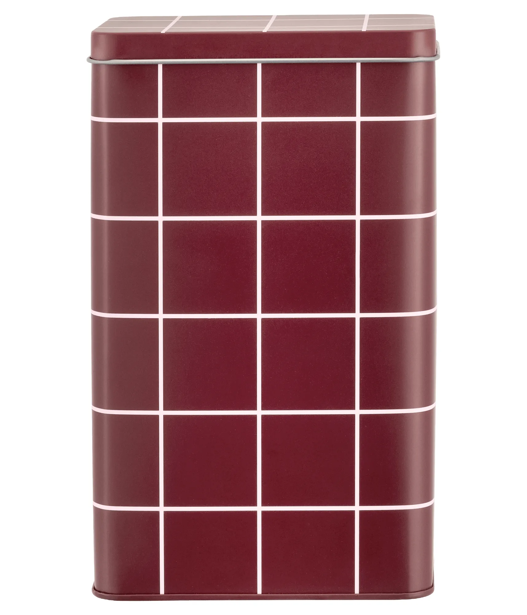 Checks & Stripes tin jar 12x8x20 cm, Brown-pink Muurla