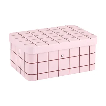 Checks & Stripes tin jar 12x8x20 cm - Pink-brown - Muurla