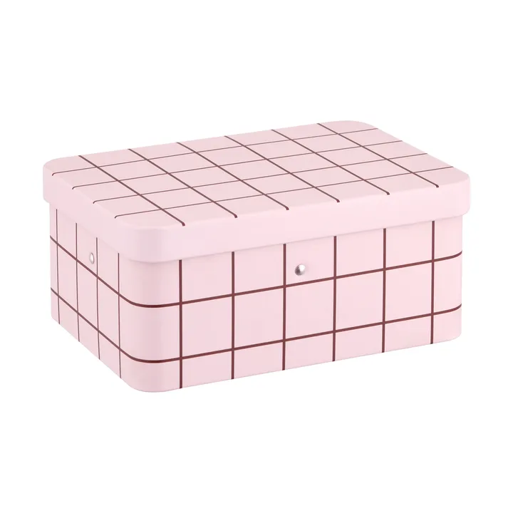 Checks & Stripes tin jar 12x8x20 cm - Pink-brown - Muurla