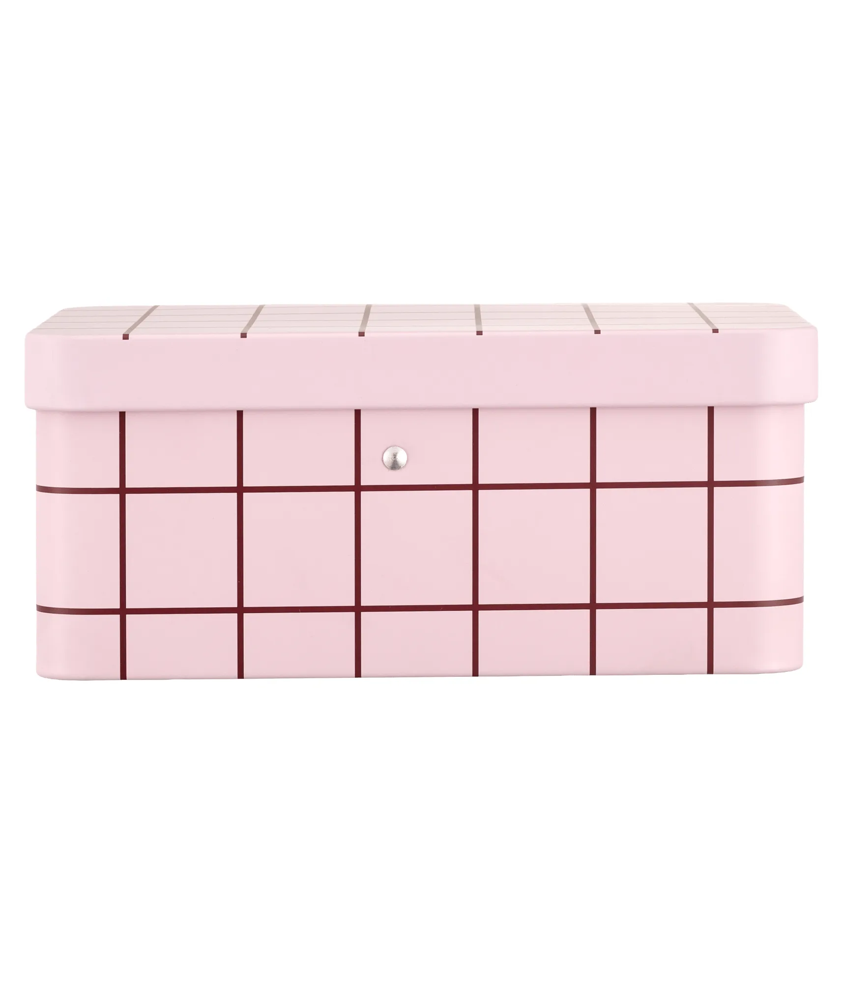 Checks & Stripes tin jar 12x8x20 cm, Pink-brown Muurla