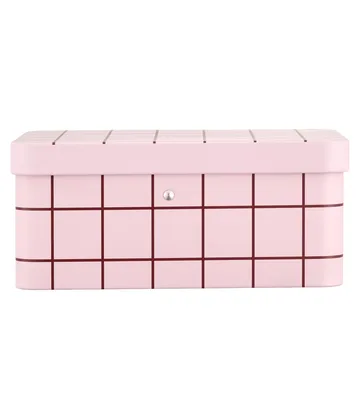 Checks & Stripes tin jar 12x8x20 cm - Pink-brown - Muurla