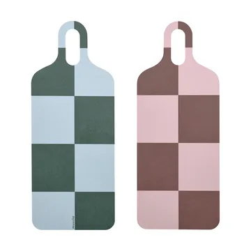 Checks & Stripes tray 13x33 cm - Brown-pink-green - Muurla