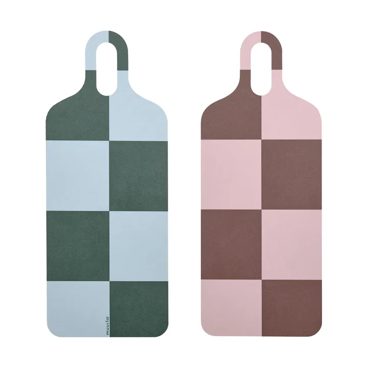Checks & Stripes tray 13x33 cm - Brown-pink-green - Muurla
