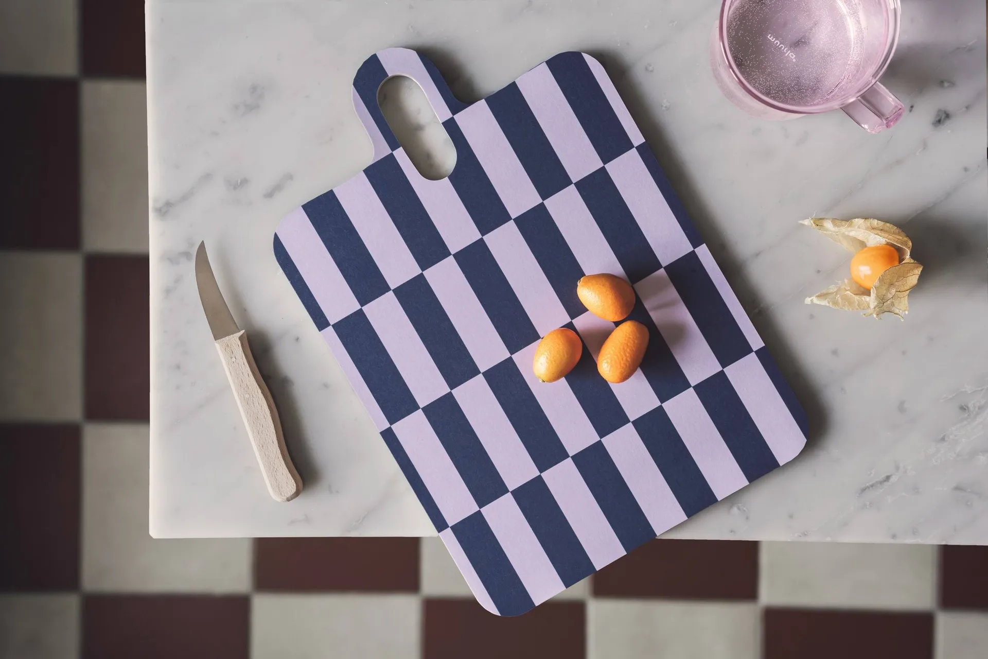 Checks & Stripes tray 21x31 cm, Lilac-blue-green Muurla